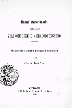 Básně staronárodní rukopisův Zelenohorského a Kralodvorského
