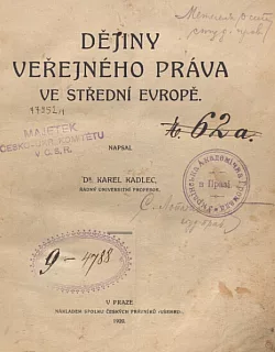 Dějiny veřejného práva ve střední Evropě 1. díl