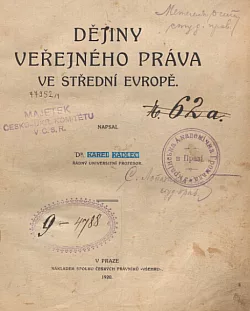 Dějiny veřejného práva ve střední Evropě 2. díl