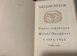 Dopis redaktoru Miloši Wachkovi z roku 1892