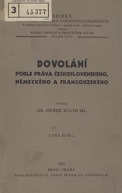 Dovolání podle práva československého, německého a francouzského