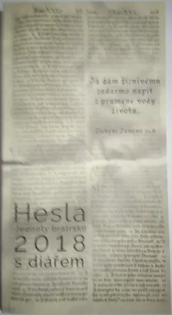 Hesla Jednoty bratrské 2018 s diářem