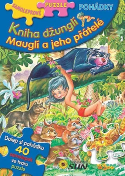 Kniha džunglí, Mauglí a jeho přátelé - Samolepkové puzzle pohádky