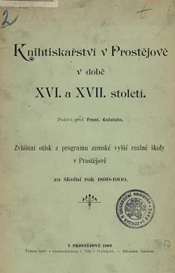 Knihtiskařství v Prostějově v době XVI. a XVII. století