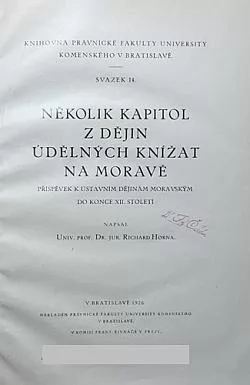 Několik kapitol z dějin údělných knížat na Moravě
