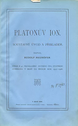 Platonův Ion soustavný úvod s překladem