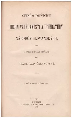 Počátky dějin vzdělanosti a literatury národův slovanských