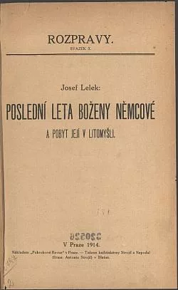 Poslední léta Boženy Němcové a pobyt její v Litomyšli