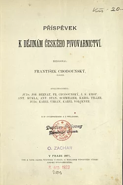 Příspěvek k dějinám českého pivovarnictví