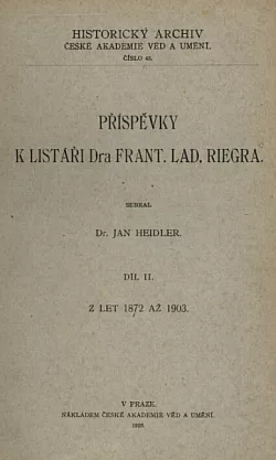 Příspěvky k listáři Dr. Fr. Lad. Riegra Díl II.