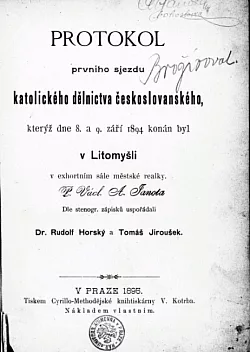 Protokol prvního sjezdu katolického dělnictva českoslovanského