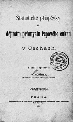 Statistické příspěvky ku dějinám průmyslu řepového cukru v Čechách
