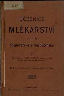 Učebnice mlékařství pro školy hospodářské a hospodyňské