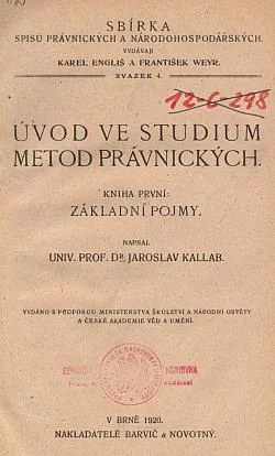 Úvod ve studium metod právnických. Kniha první, Základní pojmy