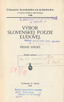 Výbor slovenskej poezie ľudovej I. - piesne epické