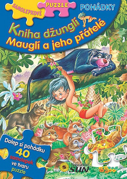 Kniha džunglí, Mauglí a jeho přátelé - Samolepkové puzzle pohádky