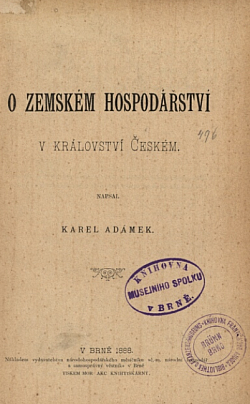 O zemském hospodářství v království Českém
