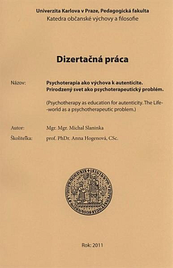 Psychoterapia ako výchova k autenticite: Prirodzený svet ako psychoterapeutický problém