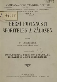 Berní povinnosti spořitelen a záložen svazek II.