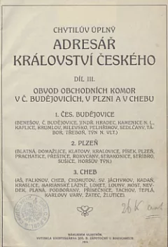 Chytilův úplný adresář Království českého 3 díl