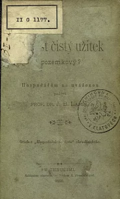 Co jest čistý užitek pozemkový?
