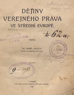Dějiny veřejného práva ve střední Evropě 1. díl