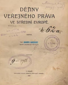 Dějiny veřejného práva ve střední Evropě 2. díl