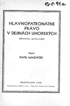 Hlavnopatronátne právo v dejinách uhorských