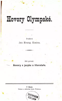 Hovory Olympské. Díl první, Hovory o jazyku a literatuře