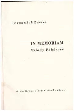 In memoriam Milady Pakůrkové