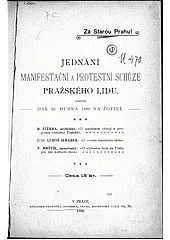 Jednání manifestační a protestní schůze pražského lidu, konané dne 16. dubna 1899 na Žofíně