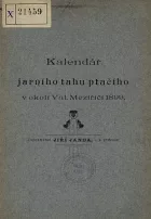 Kalendář jarního tahu ptačího v okolí Val. Meziříčí 1899