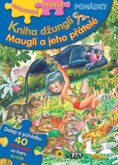 Kniha džunglí, Mauglí a jeho přátelé - Samolepkové puzzle pohádky