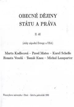Obecné dějiny státu a práva II. - státy západní Evropy a USA