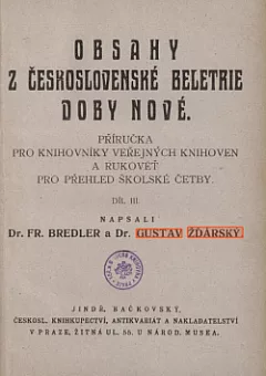 Obsahy z československé beletrie doby nové díl III.