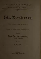Soňa Kovalevská: Co je mi známo ze styku s ní a co mi o sobě vypravovala